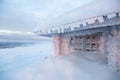 Frozen house in Finland behind arctic circle