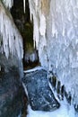 Frozen Ice Cave at Lake Baikal in Winter in Siberia, Russia Royalty Free Stock Photo