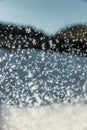 Frozen ice crystals on a window pane in the Rhodope Mountains Royalty Free Stock Photo