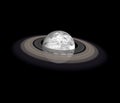 Frozen in Ice Earth planet with saturn ring Royalty Free Stock Photo