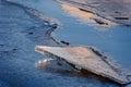 Frozen ice floe on a partially melted river Royalty Free Stock Photo