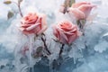 Frozen ice flowers. Generate Ai Royalty Free Stock Photo