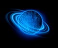 Frozen Ice Planet with Rings, Isolated Royalty Free Stock Photo