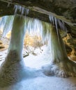 Frozen Ice Waterfall, Starved Rock State Park Royalty Free Stock Photo