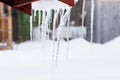 Frozen icy down pipe Royalty Free Stock Photo