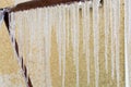 Frozen icy down pipe, icicles Royalty Free Stock Photo