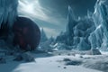 Frozen icy planet landscape snow. Generate Ai Royalty Free Stock Photo