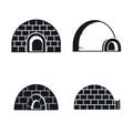 Frozen igloo icon set, simple style
