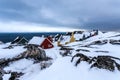 Frozen Inuit houses covered in snow. Nuuk, Greenland Royalty Free Stock Photo