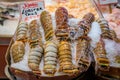 Frozen jumbo raw lobster tails for sale at Pike Place Market, Seattle Washington Royalty Free Stock Photo