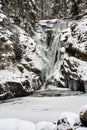 Frozen KamieÃâczyk Waterfall in Winter in the Karkonosze Mountains Royalty Free Stock Photo