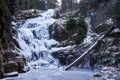 Frozen KamieÃâczyk Waterfall in Winter in the Karkonosze Mountains Royalty Free Stock Photo