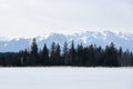 Frozen lake in alpine landscape