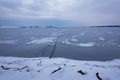 Frozen Lake. Beautiful stratus clouds over the ice surface on a frosty day. Natural background Royalty Free Stock Photo