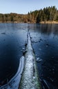 The frozen lake beneath the castle Trakoscan