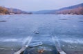 Frozen Lake Bruje on the Fruska Gora mountain in Serbia