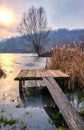 Frozen Lake Bruje on the Fruska Gora mountain in Serbia