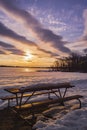 Twilight Sky over The Frozen Lake! Royalty Free Stock Photo