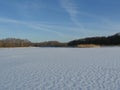 Frozen lake clean flat winter landscape