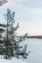 Frozen lake in Finland during spring