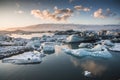 Frozen lake in the winter, Iceberg Lagoon, Iceland