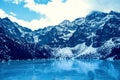 Frozen lake Morskie oko with mountain landscape Royalty Free Stock Photo