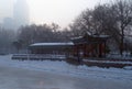 frozen lake in people`s park Urumqi China