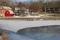 Vergennes vermont frozen lake and red house