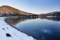 Frozen Lake Rursee At Rurberg, Germany