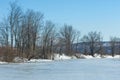 Frozen lake in the spring. spring ice Royalty Free Stock Photo