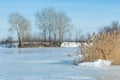 Frozen lake in the spring. spring ice Royalty Free Stock Photo