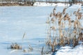 Frozen lake in the spring. spring ice Royalty Free Stock Photo