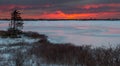 Frozen lake on tundra Royalty Free Stock Photo