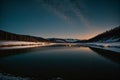 A frozen lake under a starry night Royalty Free Stock Photo