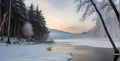 Frozen lake view in winter Royalty Free Stock Photo