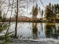 frozen lake in winter landscape in the Harz Mountains, Germany Royalty Free Stock Photo