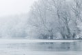 Frozen lake in winter, Winter lake scene Royalty Free Stock Photo