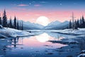 Frozen Lakeside Reflections - Generative AI