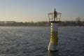 Frozen Lighthouse on the baltic sea in Poland