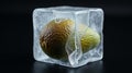 Frozen lime in ice cube Royalty Free Stock Photo