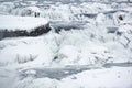 Frozen majestic Gullfoss waterfall or Golden Fall at winter, Iceland Royalty Free Stock Photo