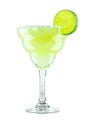 Frozen Margarita Cocktail with Salted Rim on White Background Royalty Free Stock Photo