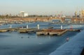 Frozen marina in szczecin Royalty Free Stock Photo