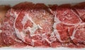 Frozen meat in foam package Royalty Free Stock Photo