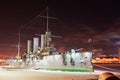 Frozen military ship Avrora Royalty Free Stock Photo