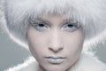 Frozen model in white fur Royalty Free Stock Photo