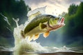 frozen moment fish jumping out of the water. Generative AI, Generative, AI Royalty Free Stock Photo