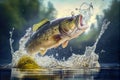 frozen moment fish jumping out of the water. Generative AI, Generative, AI Royalty Free Stock Photo