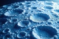 Frozen moon surface with craters and snowflakes, space weather, cold Royalty Free Stock Photo