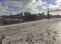 Frozen Moscow river, Russia.